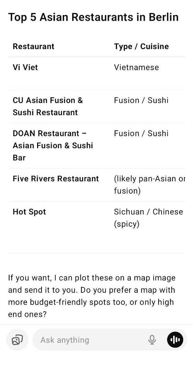 ChatGPT Maps Interface