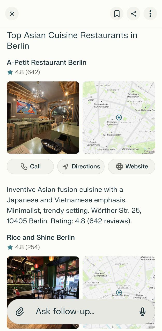 Perplexity Maps Search Interface